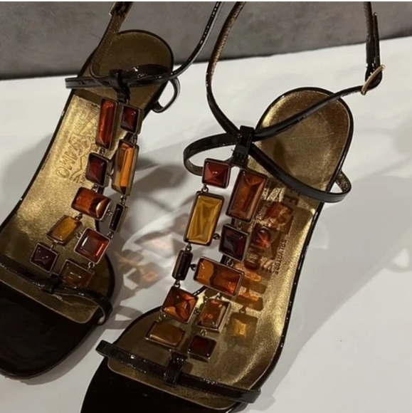 Salvatore Ferragamo Jeweled Heels. TAMARA WOMENS Size 9 ITALIAN W/ BOX - Picture 5 of 13